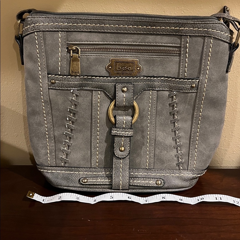 B.O.C. Light Gray Crossbody Bag with Buckle Detail